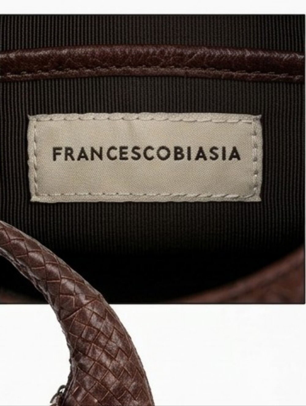 Francesco Biasia Chocolate Brown Woven Leather Bag with Tassel - Picture 2 of 5